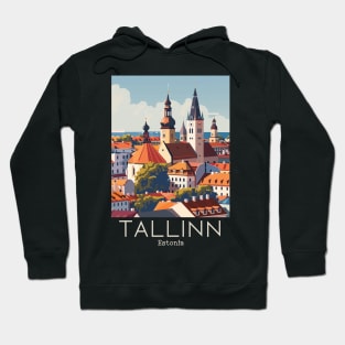 A Vintage Travel Illustration of Tallinn - Estonia Hoodie